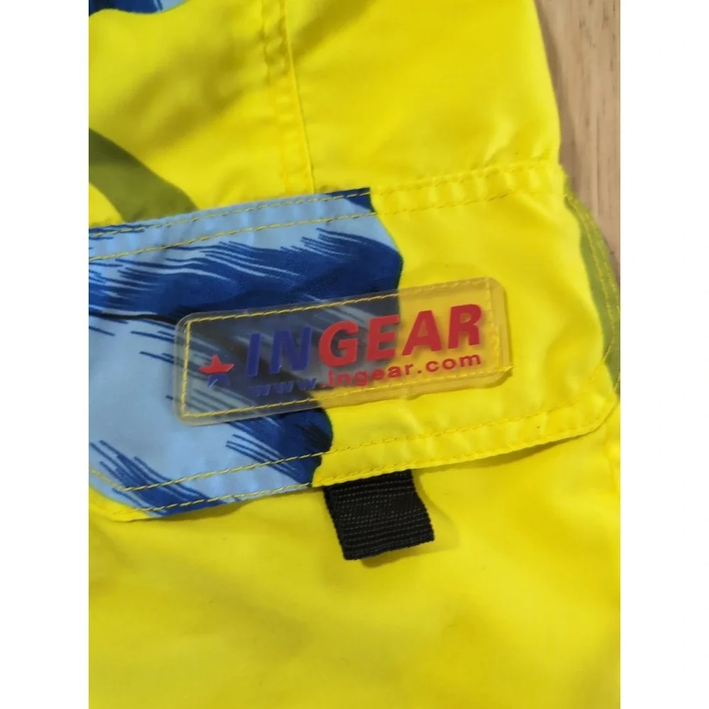 Mens Ingear Swim Yellow Floral  Blue Swim Shorts Trunks New XL Youth Small Men's